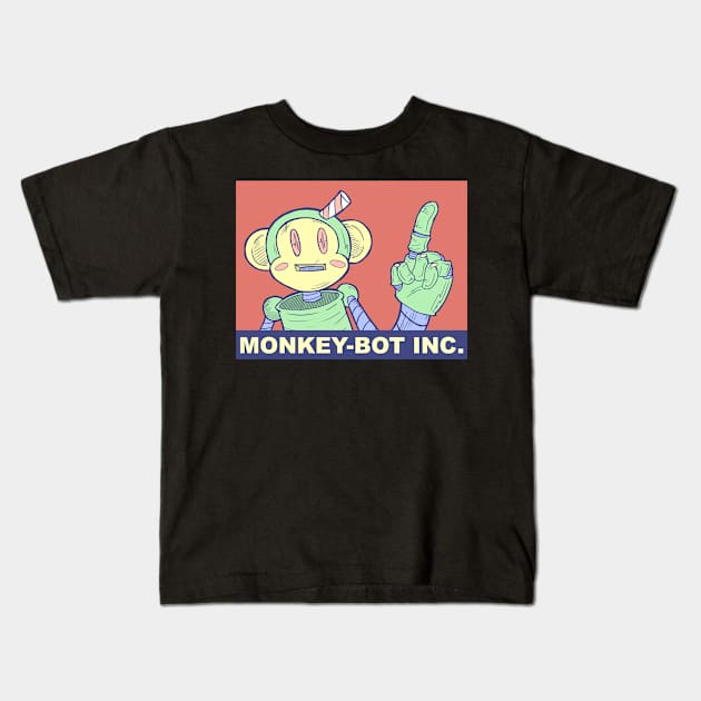 Monkey - Bot Pointer Kids T-Shirt by JbombCreative